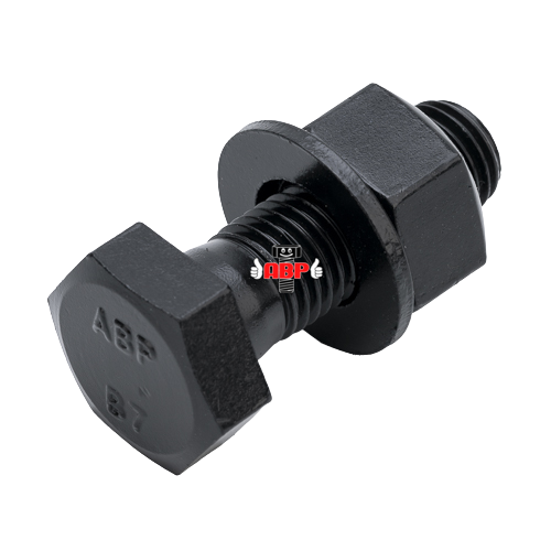 สกรูพร้อมน๊อตและ 1 แหวนอีแปะ ดำ ASTM A193-B7 (มิล)